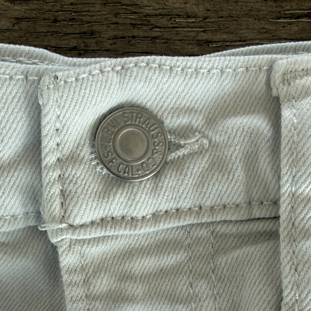 Levi's White High Waist Distressed Jean Shorts - Picture 10 of 13